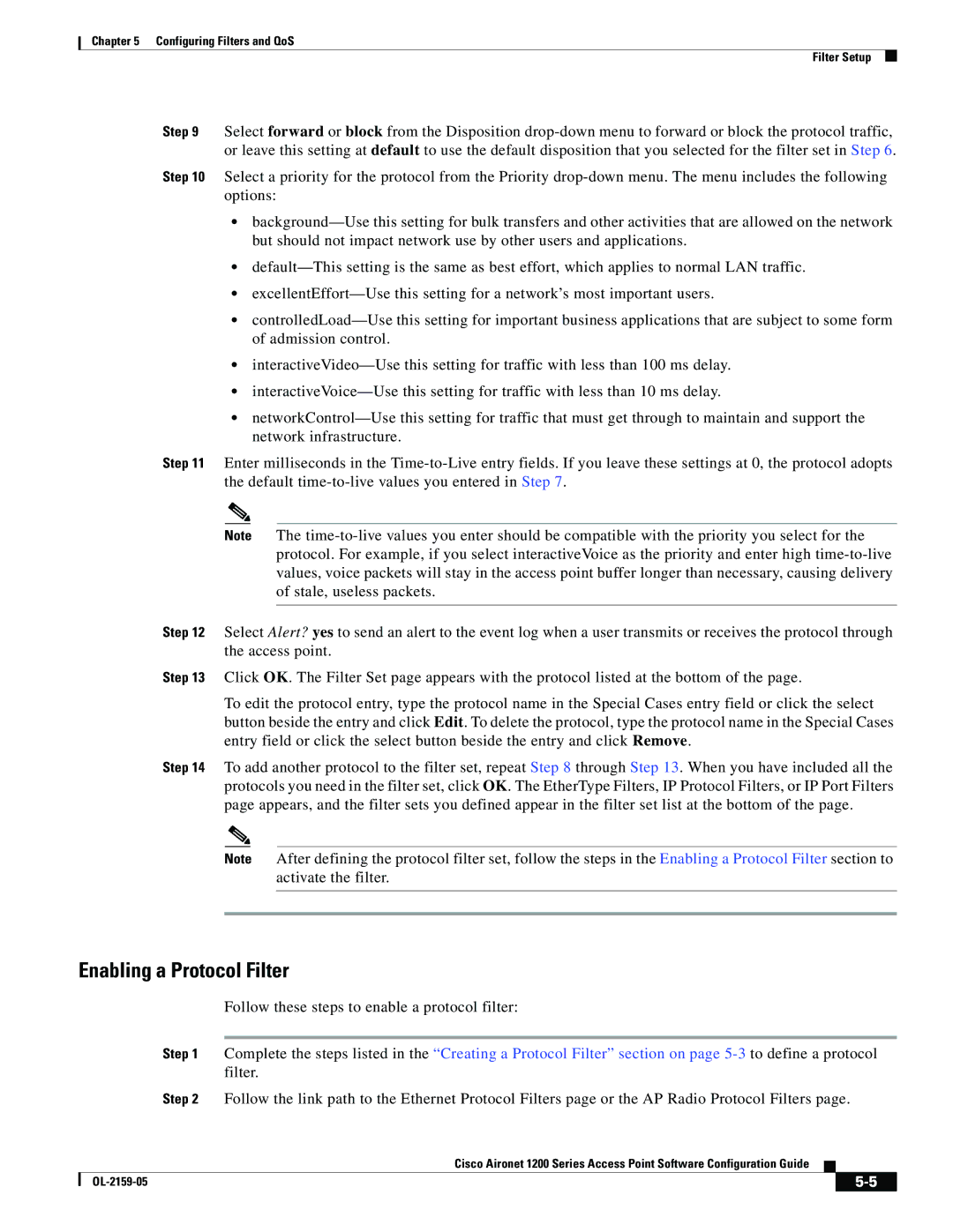 Cisco Systems DL-2159-05 manual Enabling a Protocol Filter 