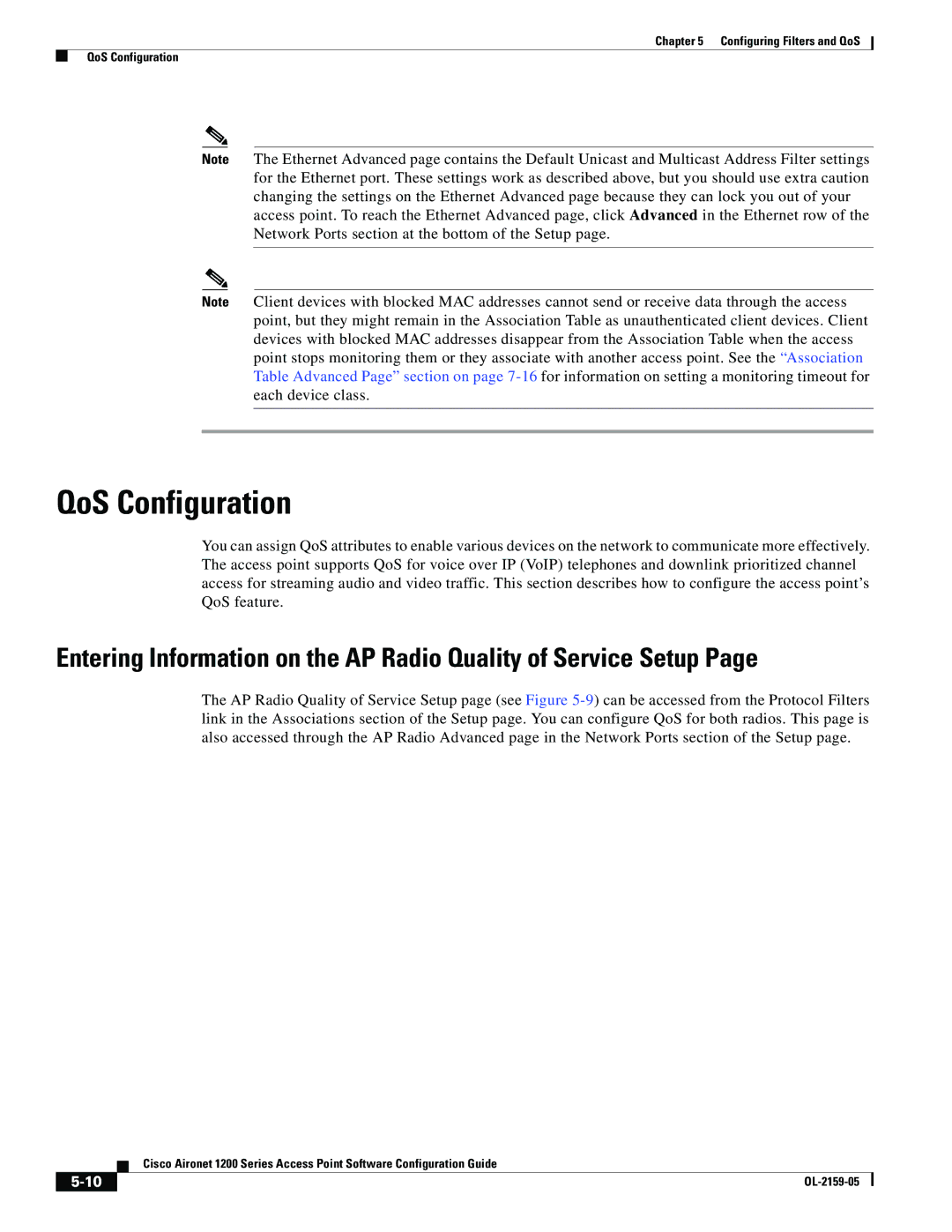 Cisco Systems DL-2159-05 manual QoS Configuration 