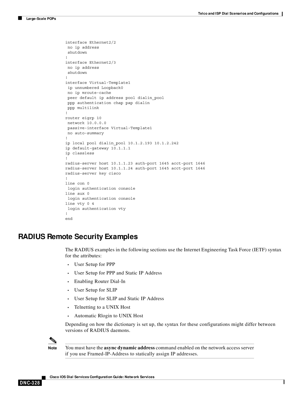 Cisco Systems DNC-305 manual Radius Remote Security Examples, DNC-328 