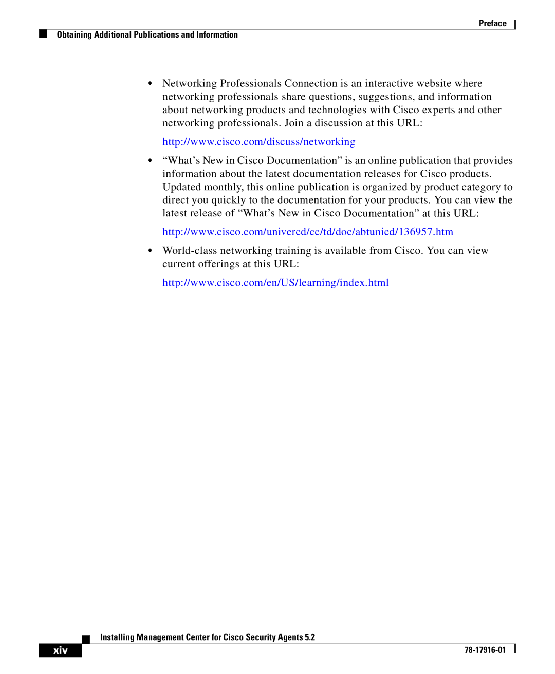 Cisco Systems DOC-78-17916 manual Xiv 
