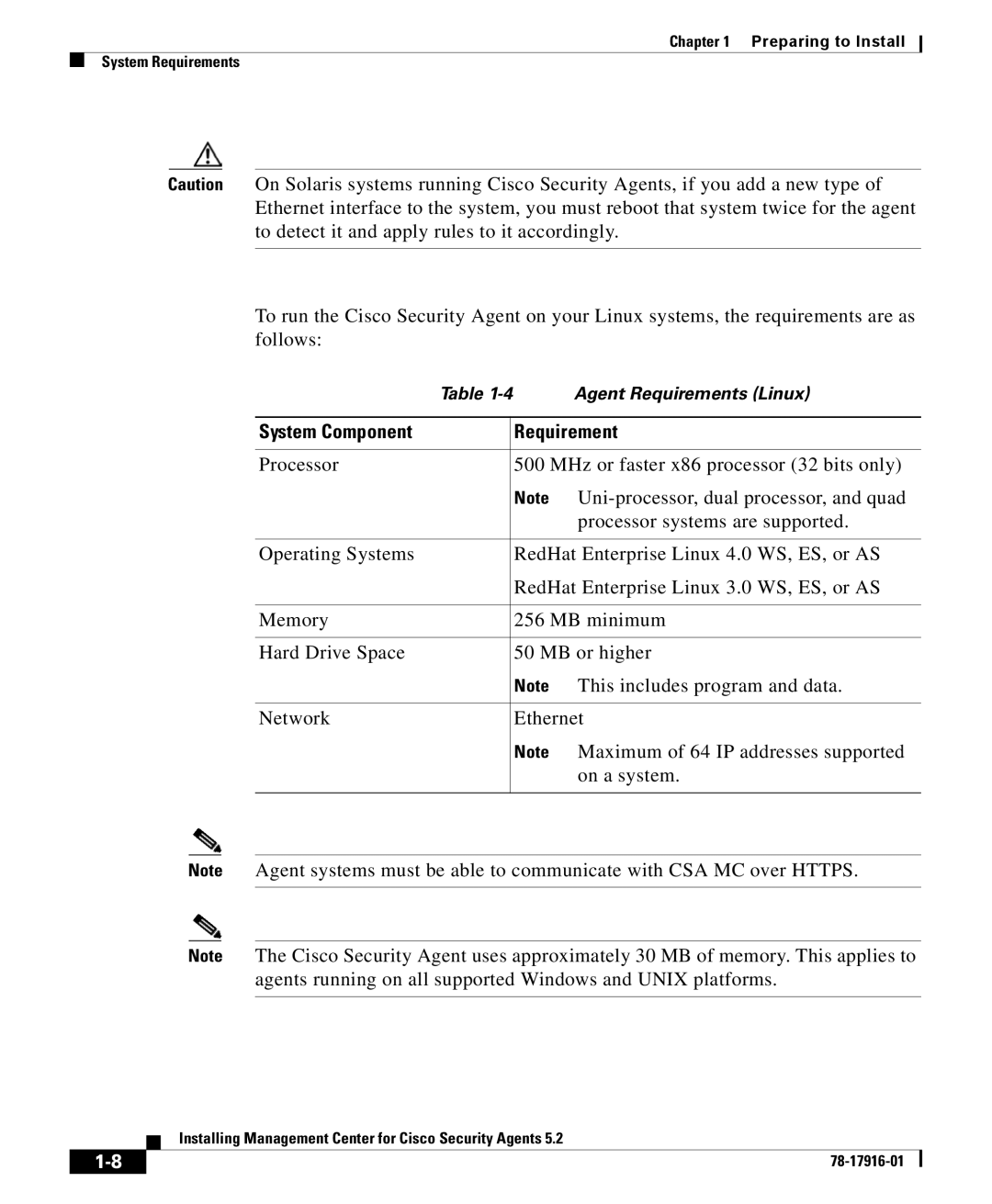 Cisco Systems DOC-78-17916 manual Agent Requirements Linux 