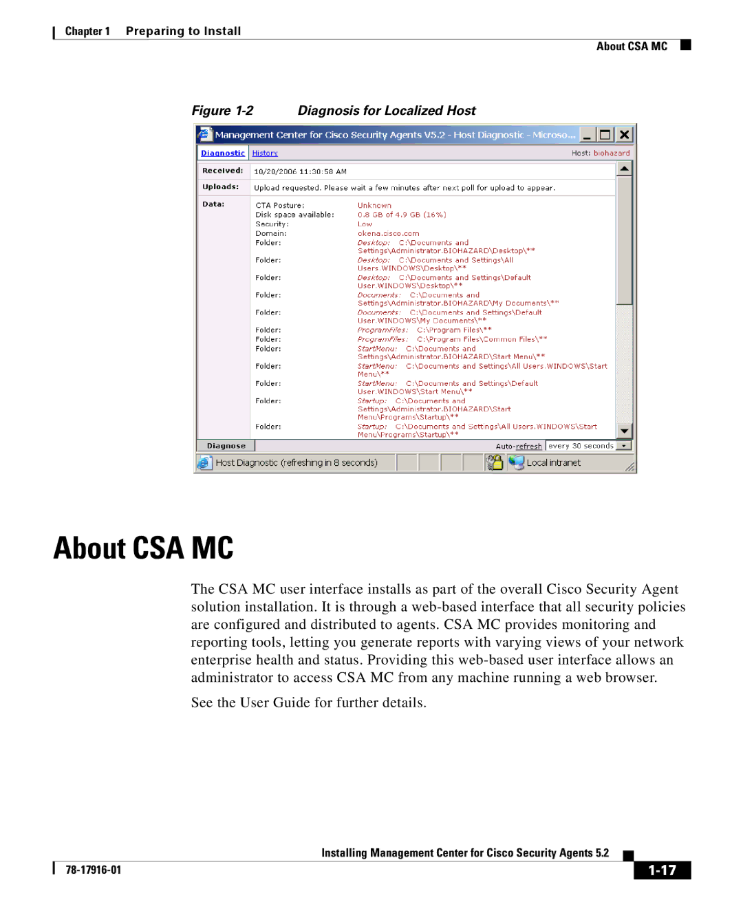 Cisco Systems DOC-78-17916 manual About CSA MC, Diagnosis for Localized Host 