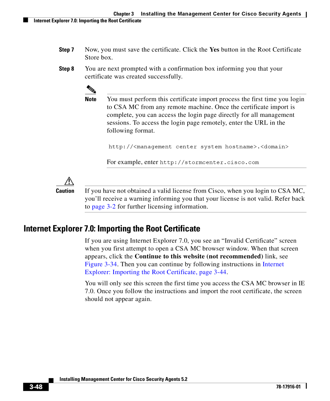 Cisco Systems DOC-78-17916 manual Internet Explorer 7.0 Importing the Root Certificate 