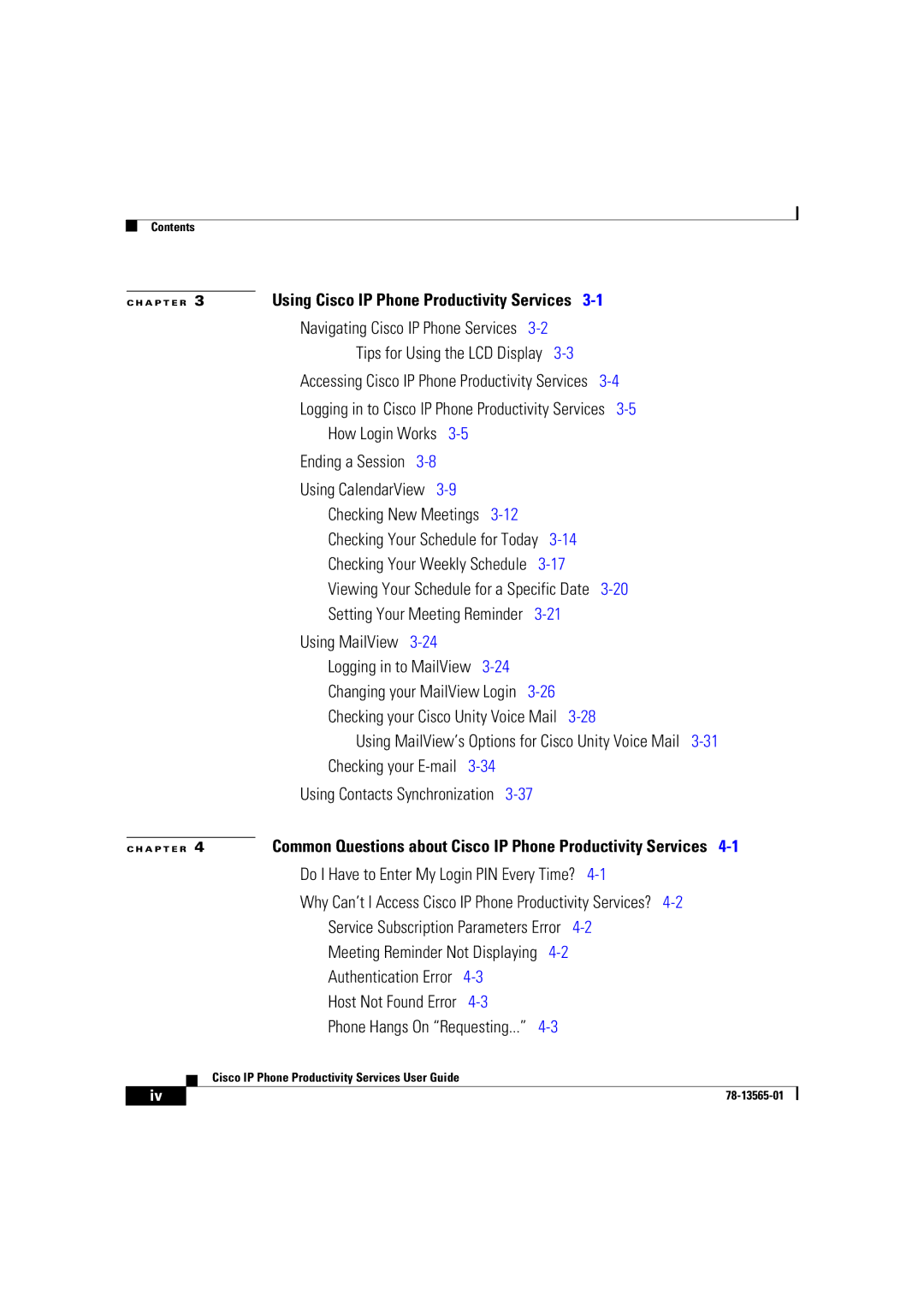 Cisco Systems DOC-7813565= manual Using Cisco IP Phone Productivity Services 