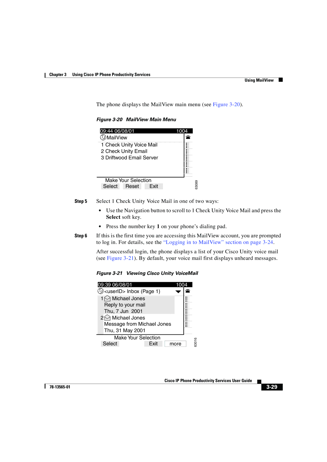 Cisco Systems DOC-7813565= manual MailView Main Menu 