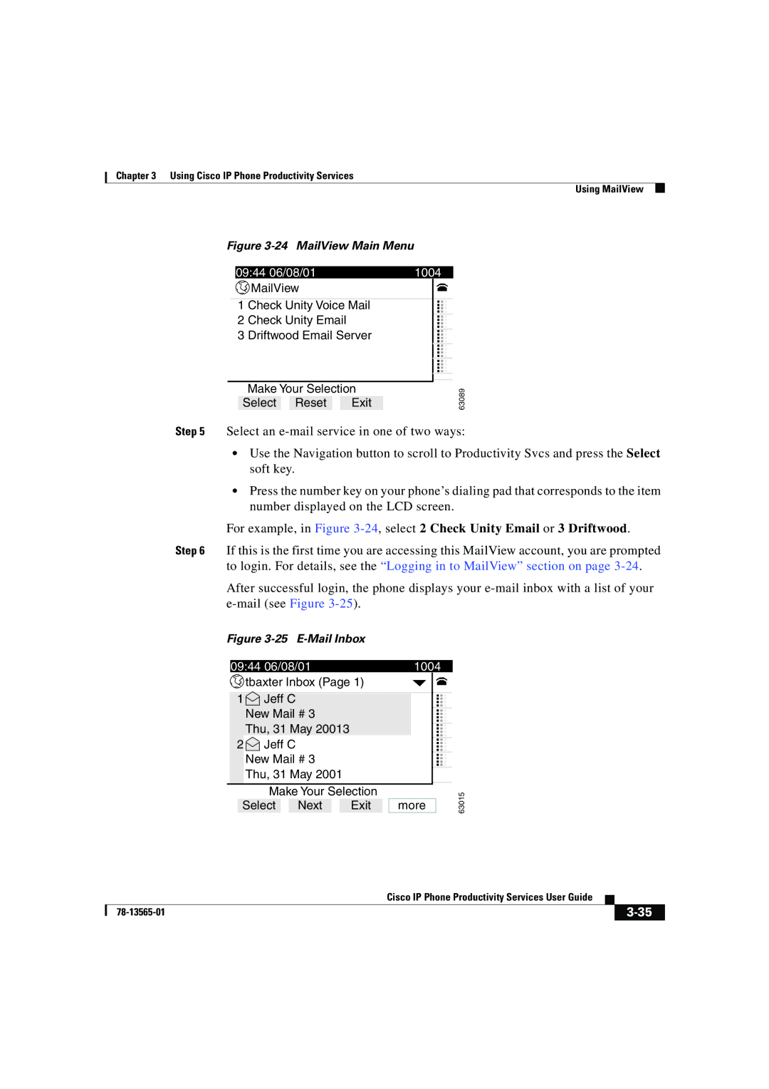 Cisco Systems DOC-7813565= manual MailView Main Menu 