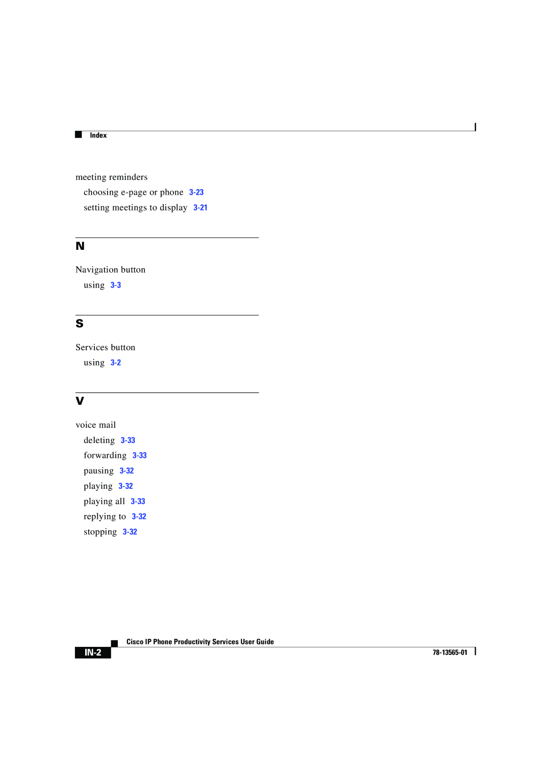 Cisco Systems DOC-7813565= manual IN-2 