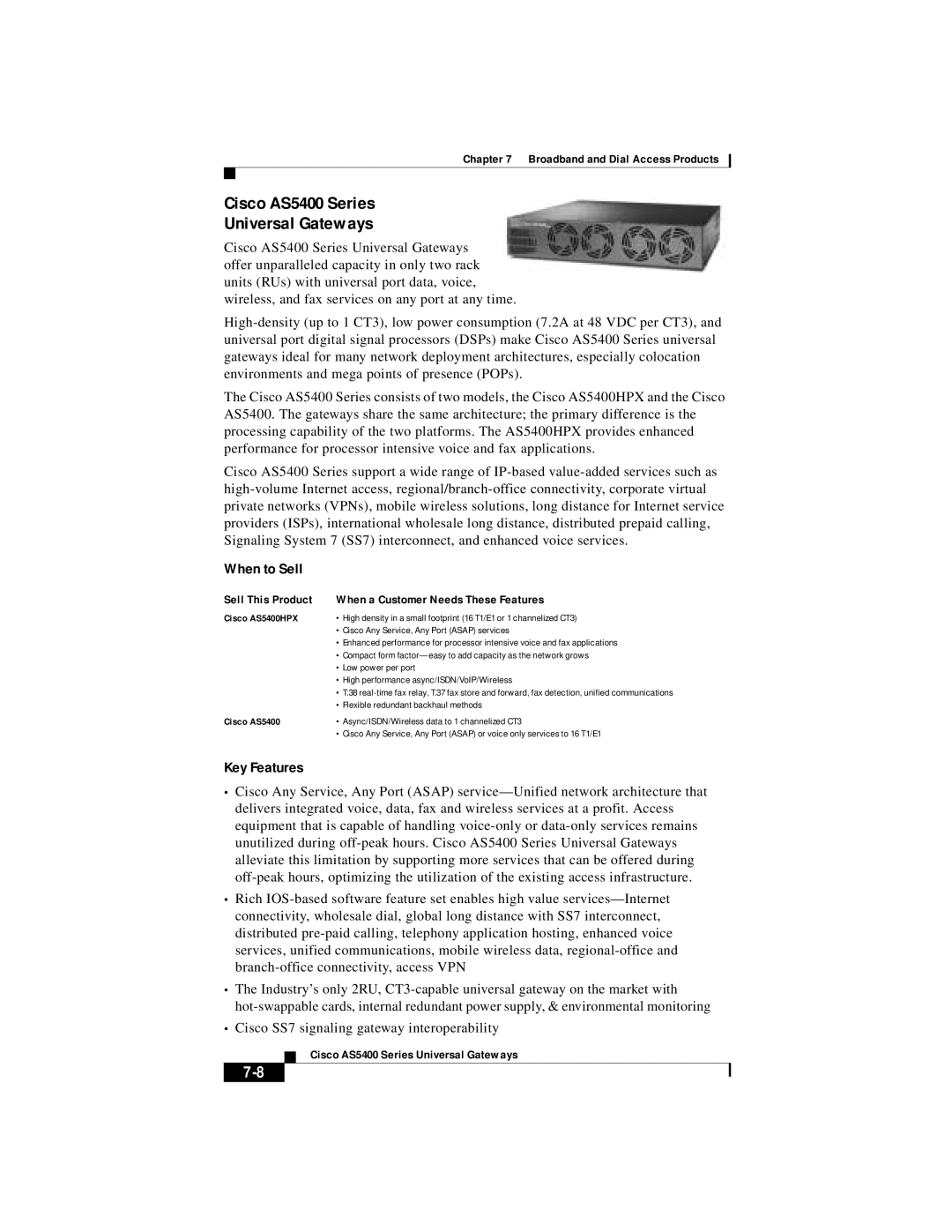 Cisco Systems DOC 785983 manual Cisco AS5400 Series Universal Gateways, Cisco AS5400HPX 