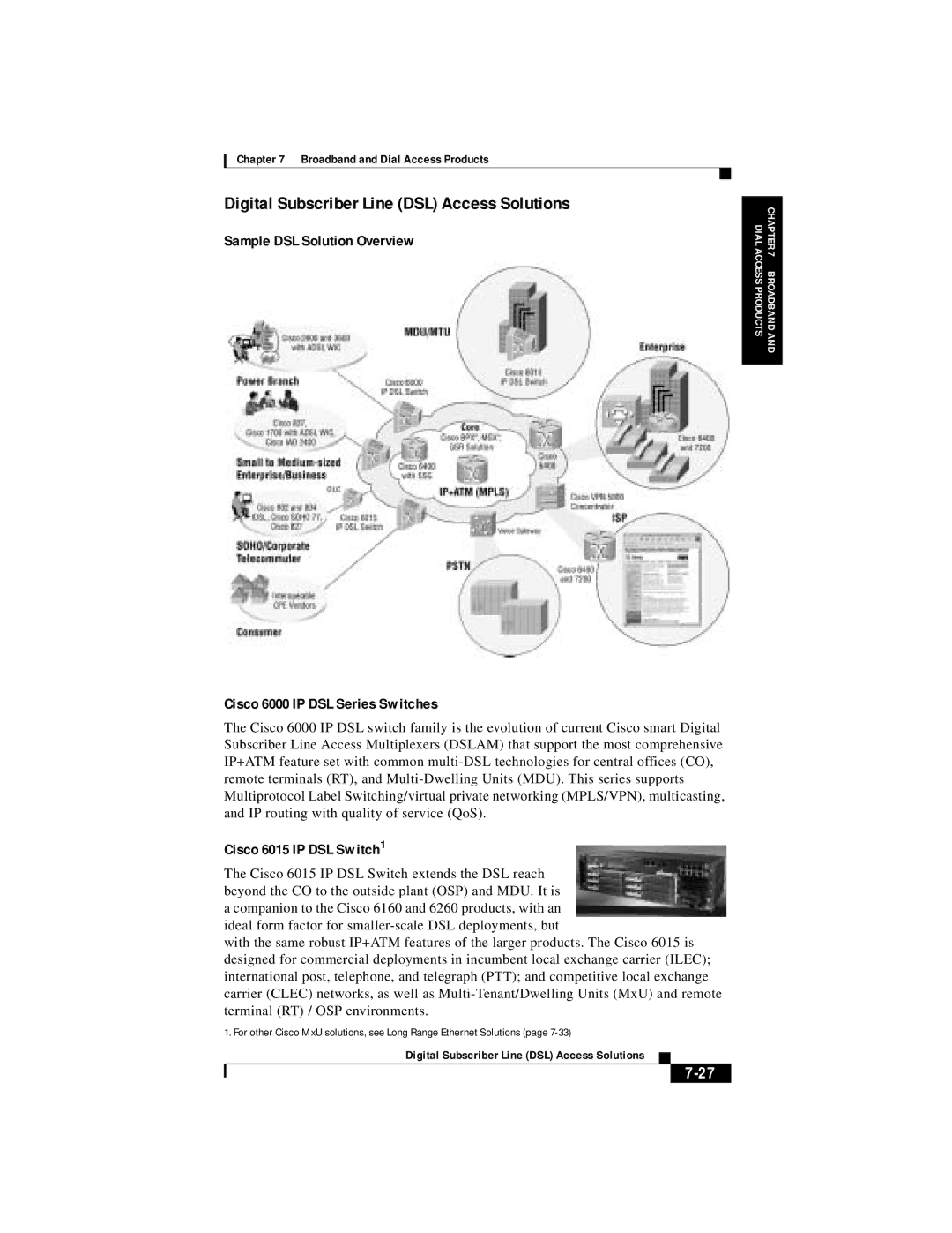 Cisco Systems DOC 785983 manual Digital Subscriber Line DSL Access Solutions, Cisco 6015 IP DSL Switch1 