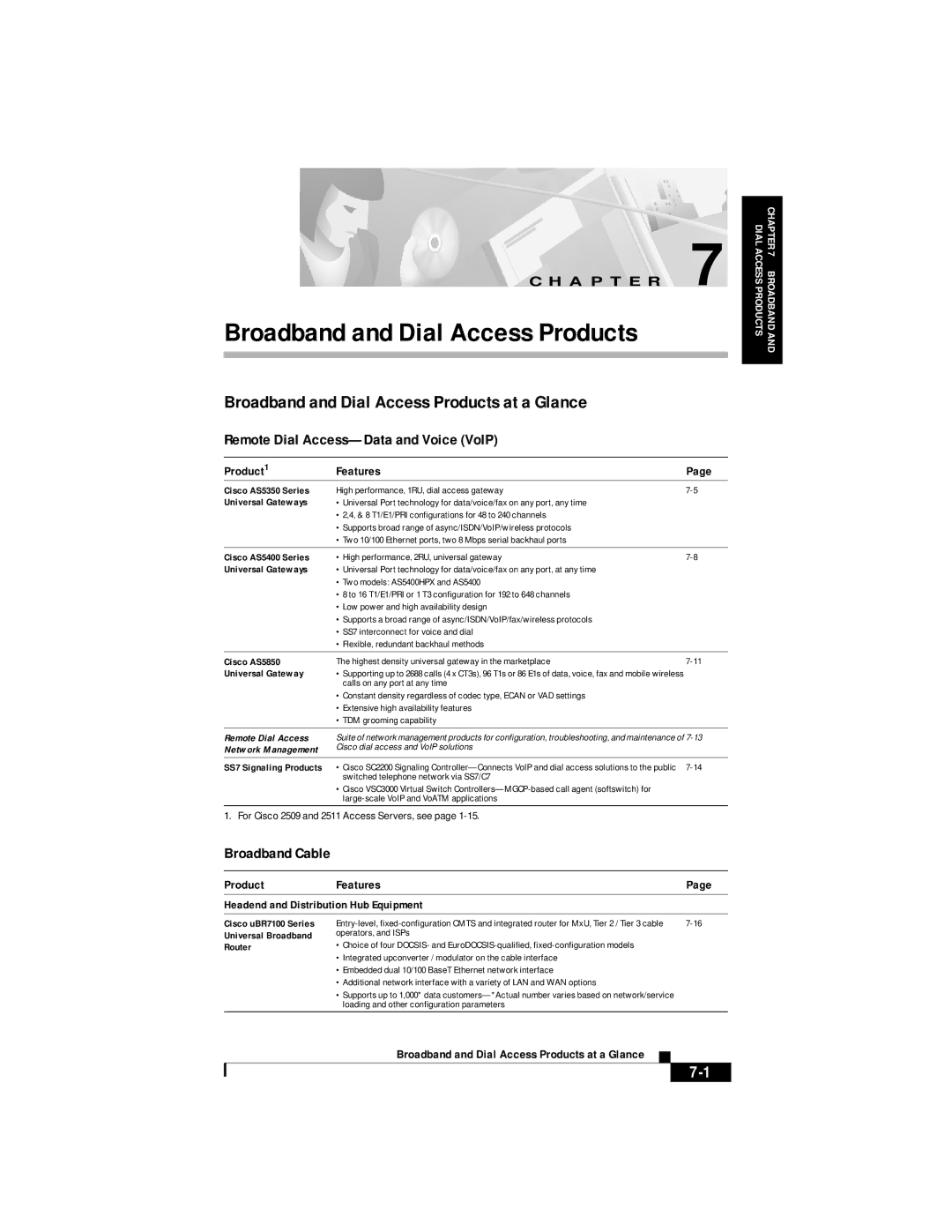 Cisco Systems DOC 785983 manual Broadband and Dial Access Products at a Glance, Remote Dial Access-Data and Voice VoIP 