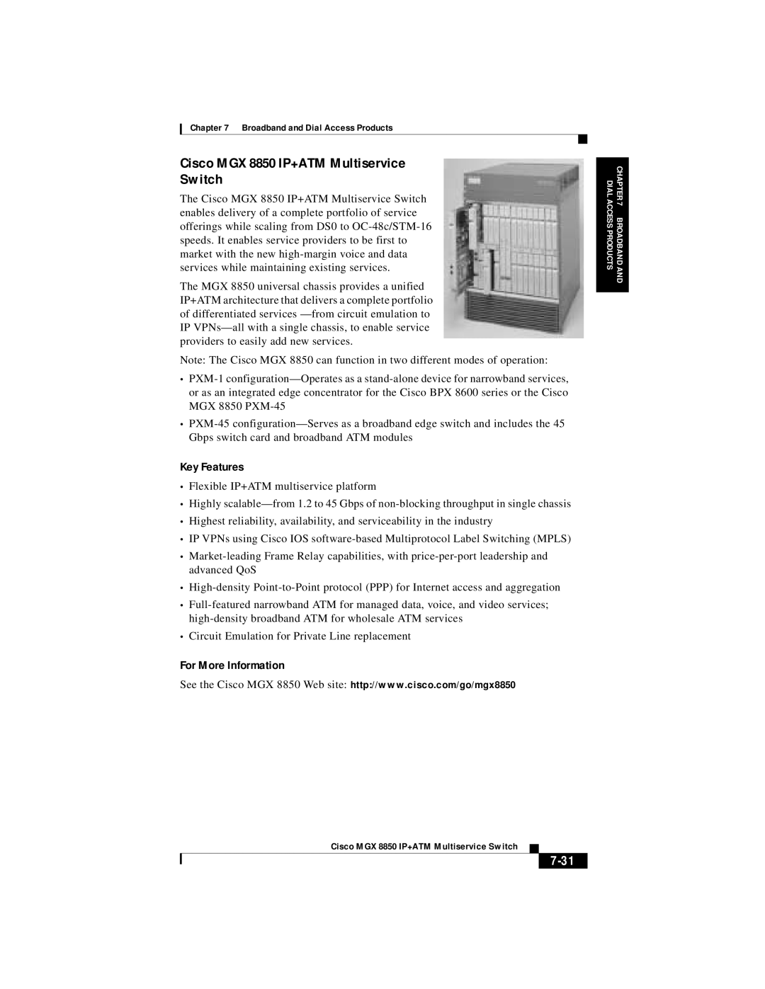 Cisco Systems DOC 785983 manual Cisco MGX 8850 IP+ATM Multiservice Switch 