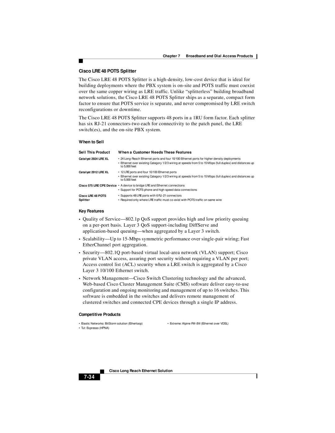 Cisco Systems DOC 785983 manual Cisco LRE 48 Pots Splitter 