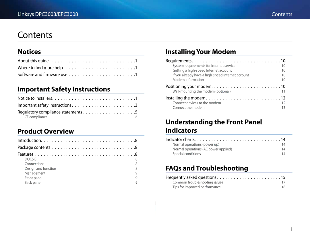 Cisco Systems DPC3008CC manual Contents 