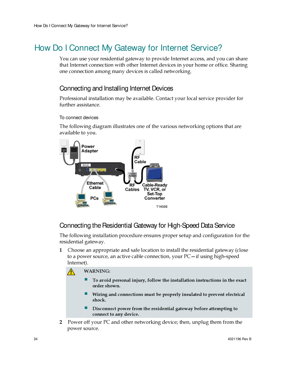 Cisco Systems DPC3825 How Do I Connect My Gateway for Internet Service?, Connecting and Installing Internet Devices 