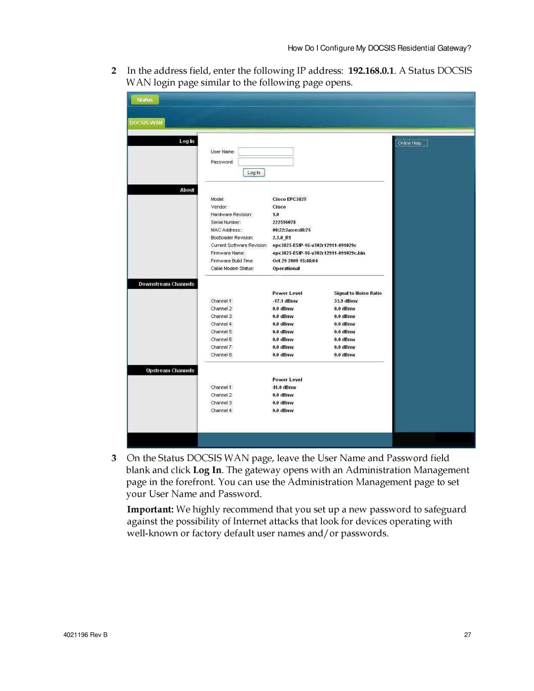 Cisco Systems 4034138, DPC3825, EPC3825, 4034441 How Do I Configure My Docsis Residential Gateway? 