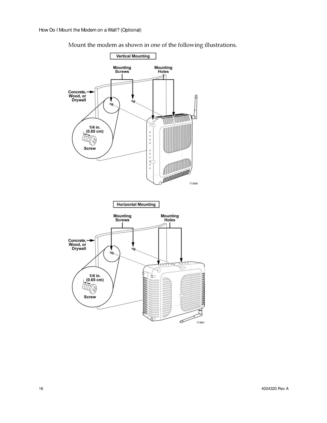 Cisco Systems DPC/EPC2325 DOCSIS important safety instructions How Do I Mount the Modem on a Wall? Optional 