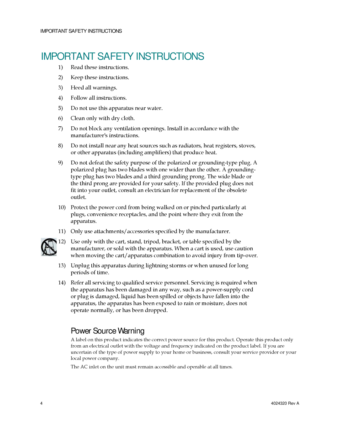 Cisco Systems DPC/EPC2325 DOCSIS important safety instructions Power Source Warning 