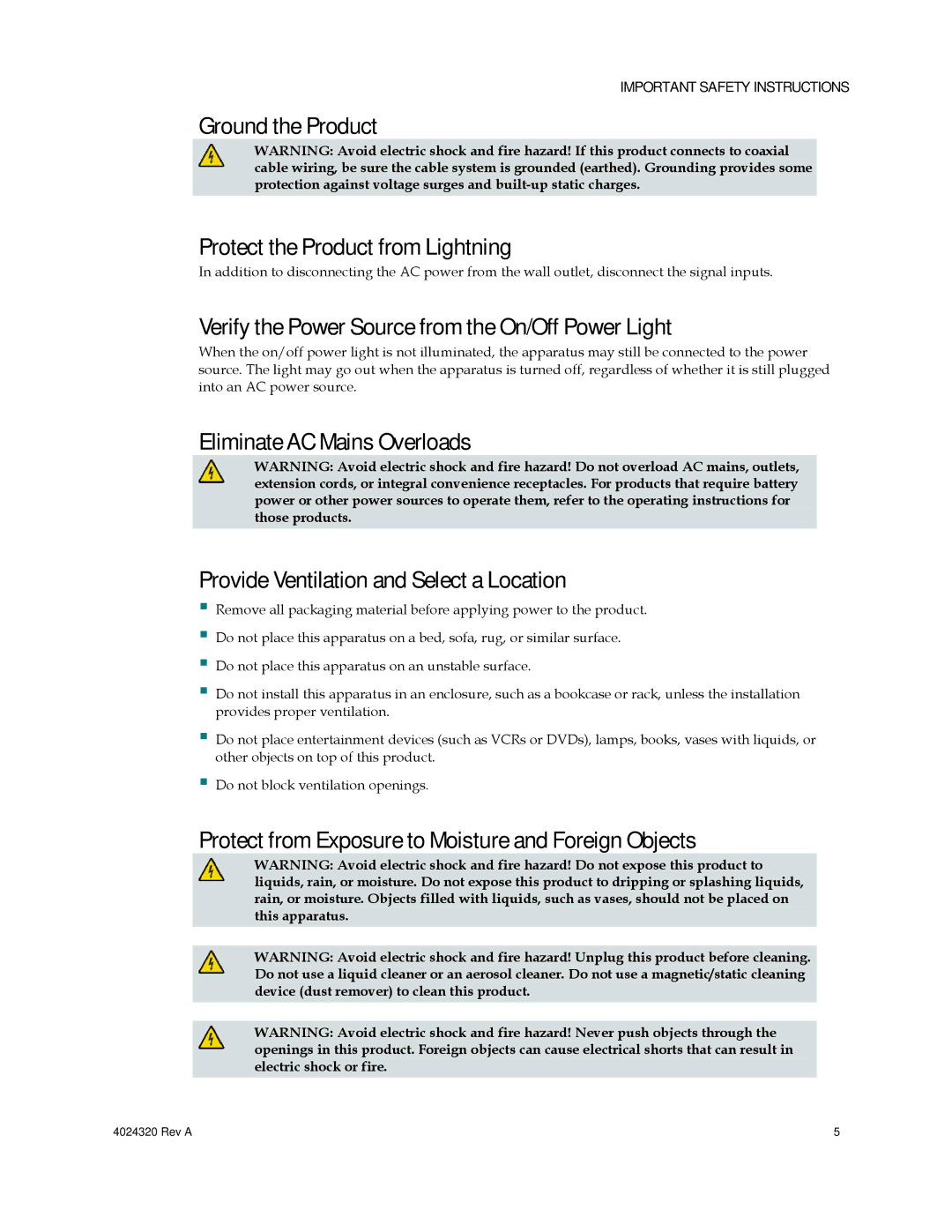 Cisco Systems DPC/EPC2325 DOCSIS important safety instructions Ground the Product Protect the Product from Lightning 