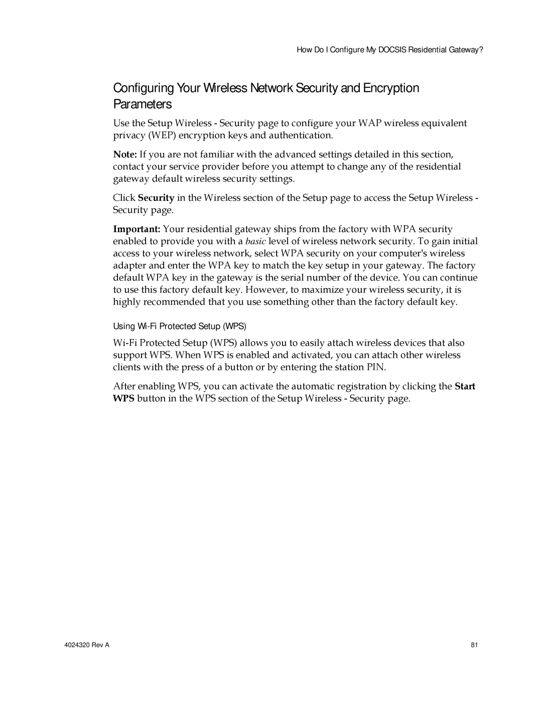 Cisco Systems DPC/EPC2325 DOCSIS important safety instructions Using Wi-Fi Protected Setup WPS 