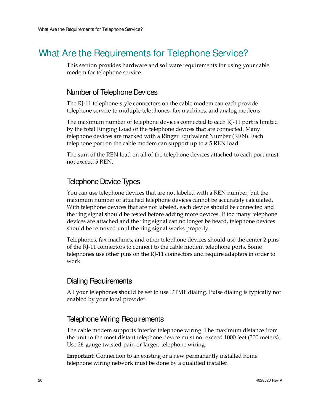 Cisco Systems DPQ2202 What Are the Requirements for Telephone Service?, Number of Telephone Devices, Dialing Requirements 