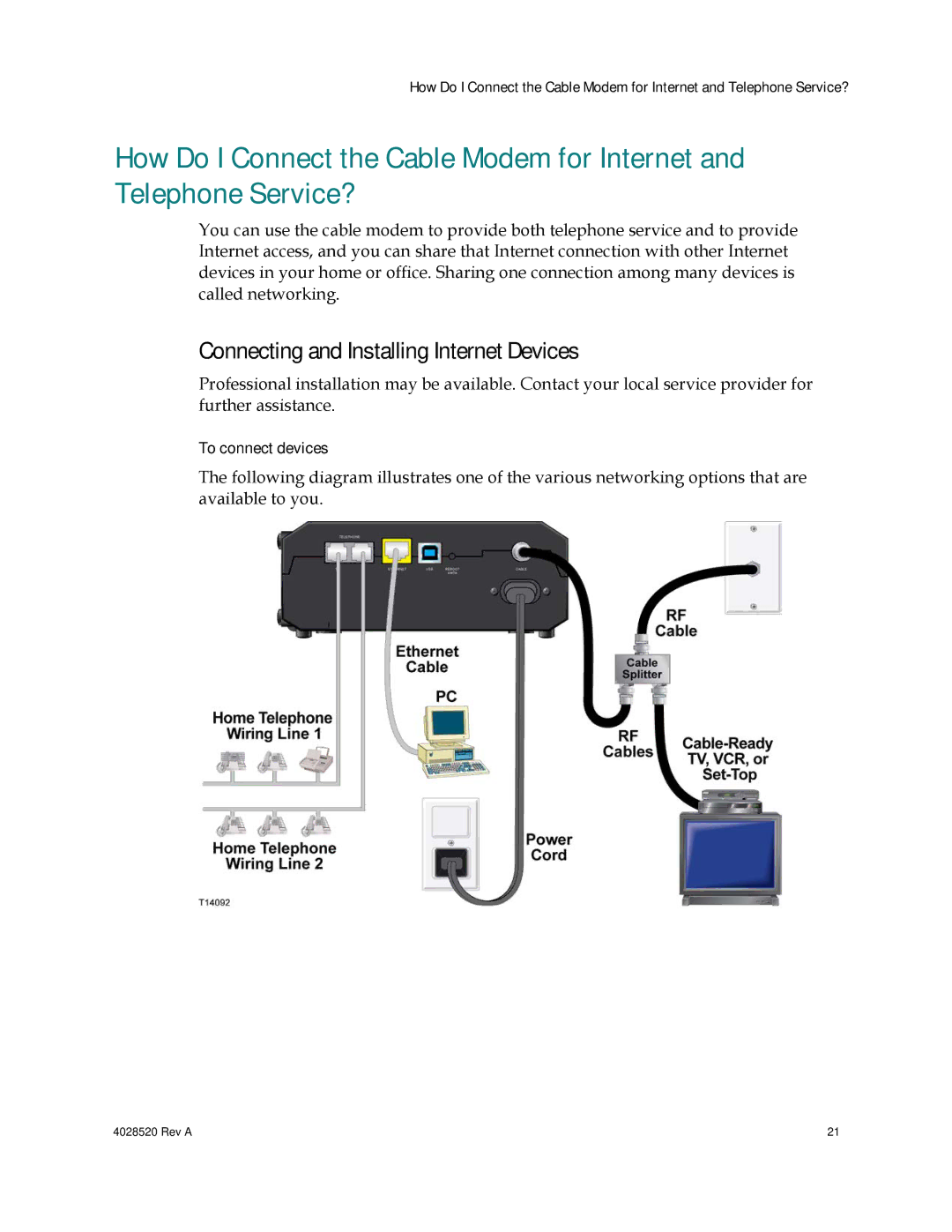 Cisco Systems DPQ2202 important safety instructions Connecting and Installing Internet Devices, To connect devices 