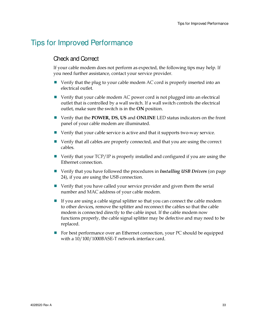 Cisco Systems DPQ2202 important safety instructions Tips for Improved Performance, Check and Correct 