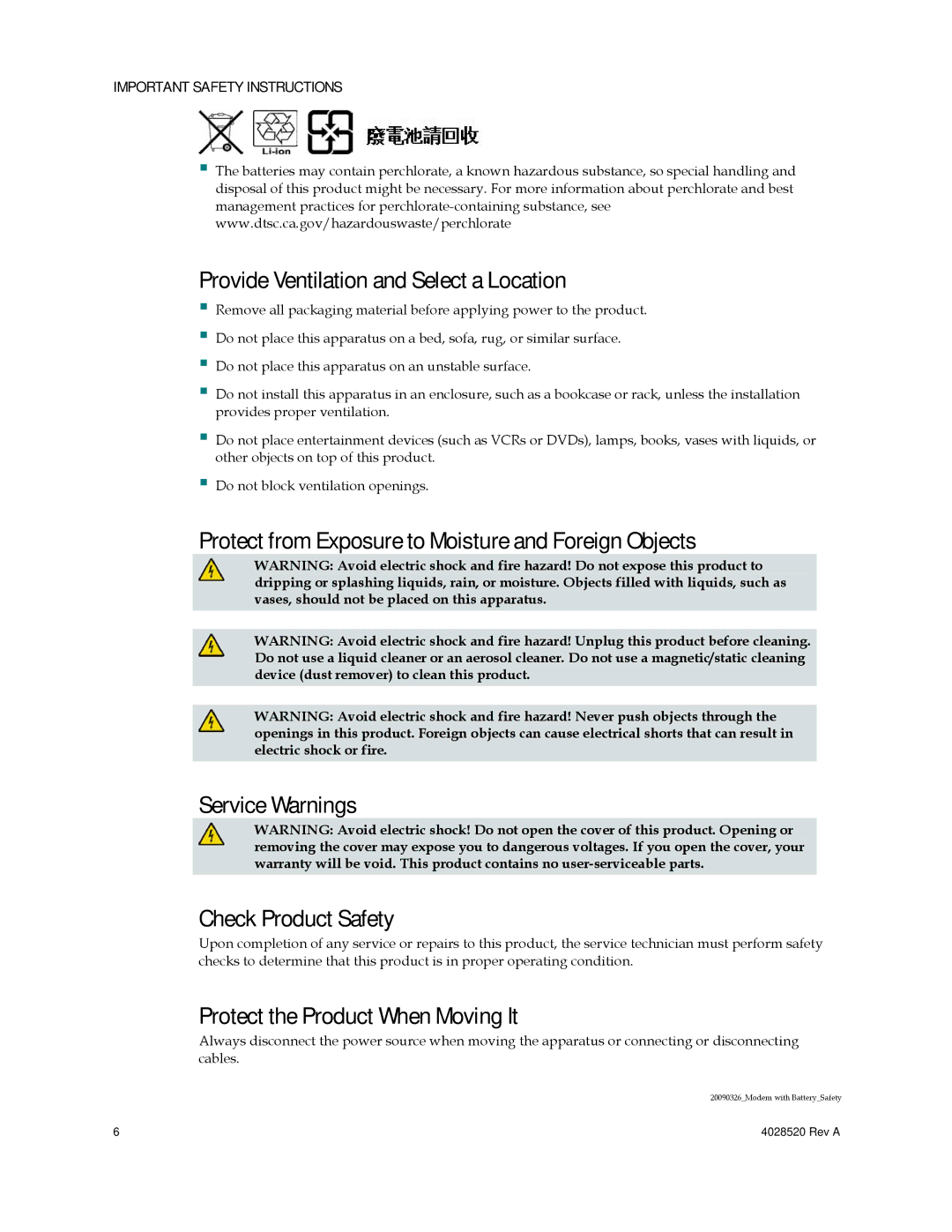 Cisco Systems DPQ2202 Provide Ventilation and Select a Location, Protect the Product When Moving It 