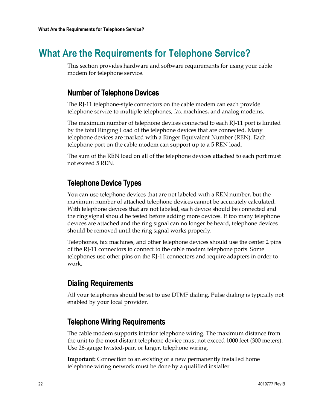 Cisco Systems DPQ3212 What Are the Requirements for Telephone Service?, Number of Telephone Devices, Dialing Requirements 