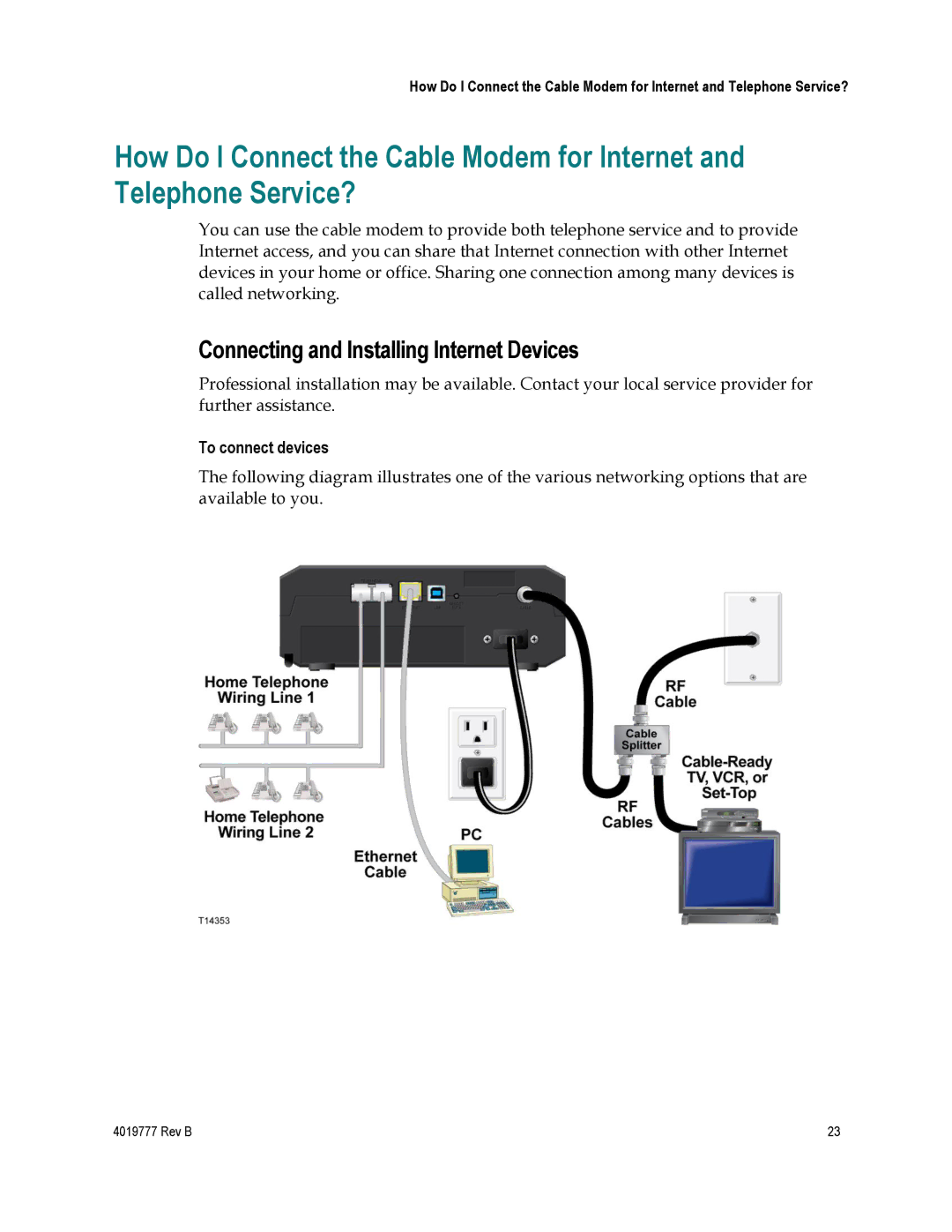 Cisco Systems DPQ3212 important safety instructions Connecting and Installing Internet Devices, To connect devices 