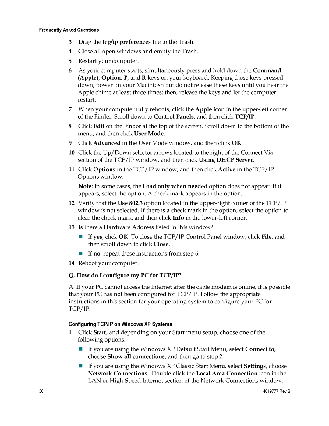 Cisco Systems DPQ3212 How do I configure my PC for TCP/IP?, Configuring TCP/IP on Windows XP Systems 