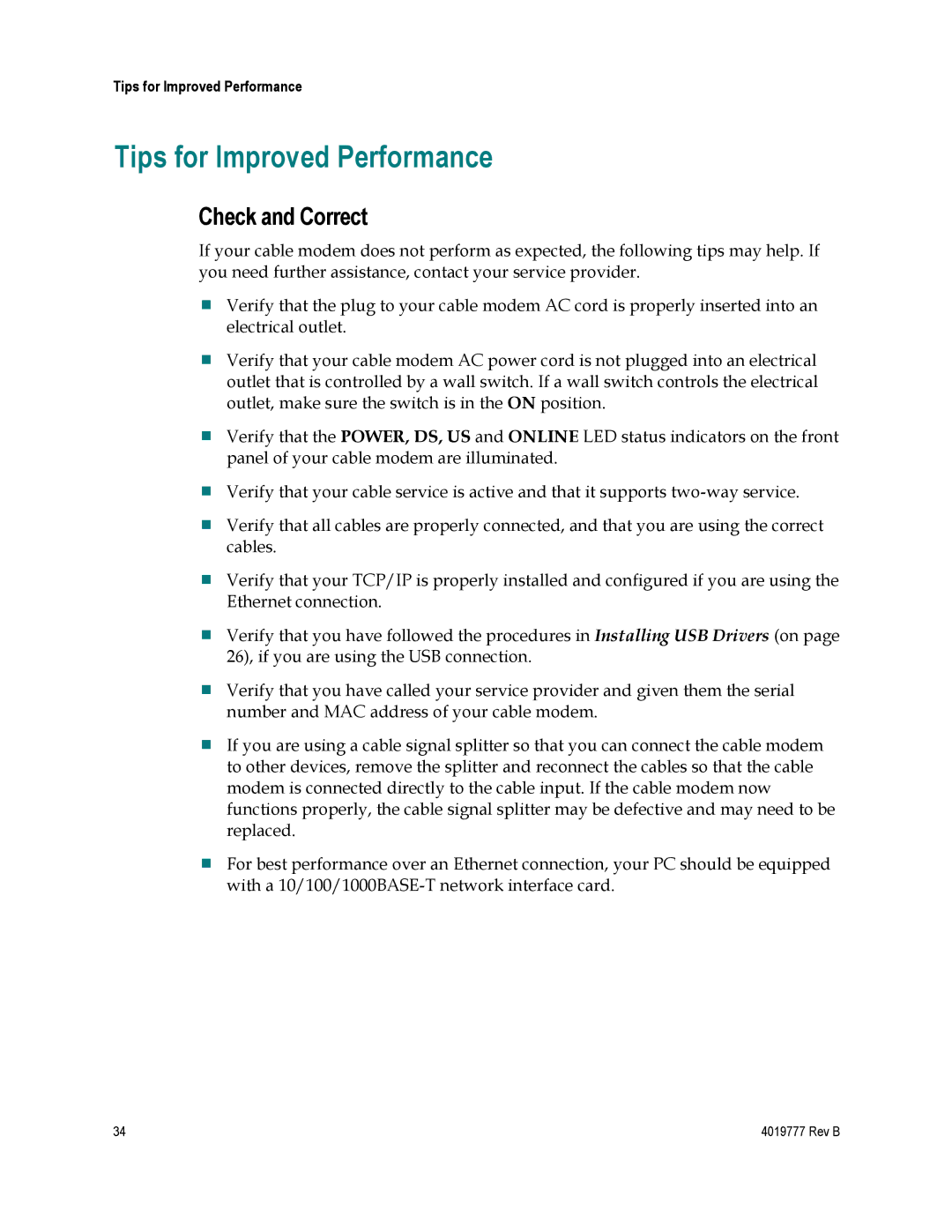 Cisco Systems DPQ3212 important safety instructions Tips for Improved Performance, Check and Correct 