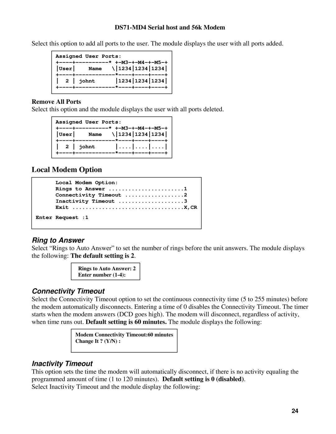 Cisco Systems DS71-MD4, DS Series manual Local Modem Option, Remove All Ports 