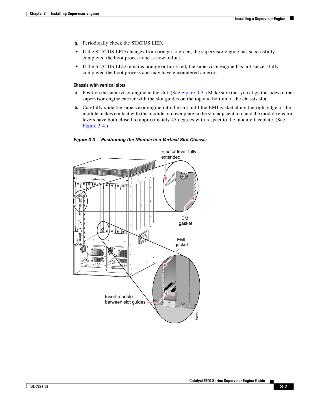 Cisco Systems DSN09EVS720ACK9 manual Chassis with vertical slots, Positioning the Module in a Vertical Slot Chassis 