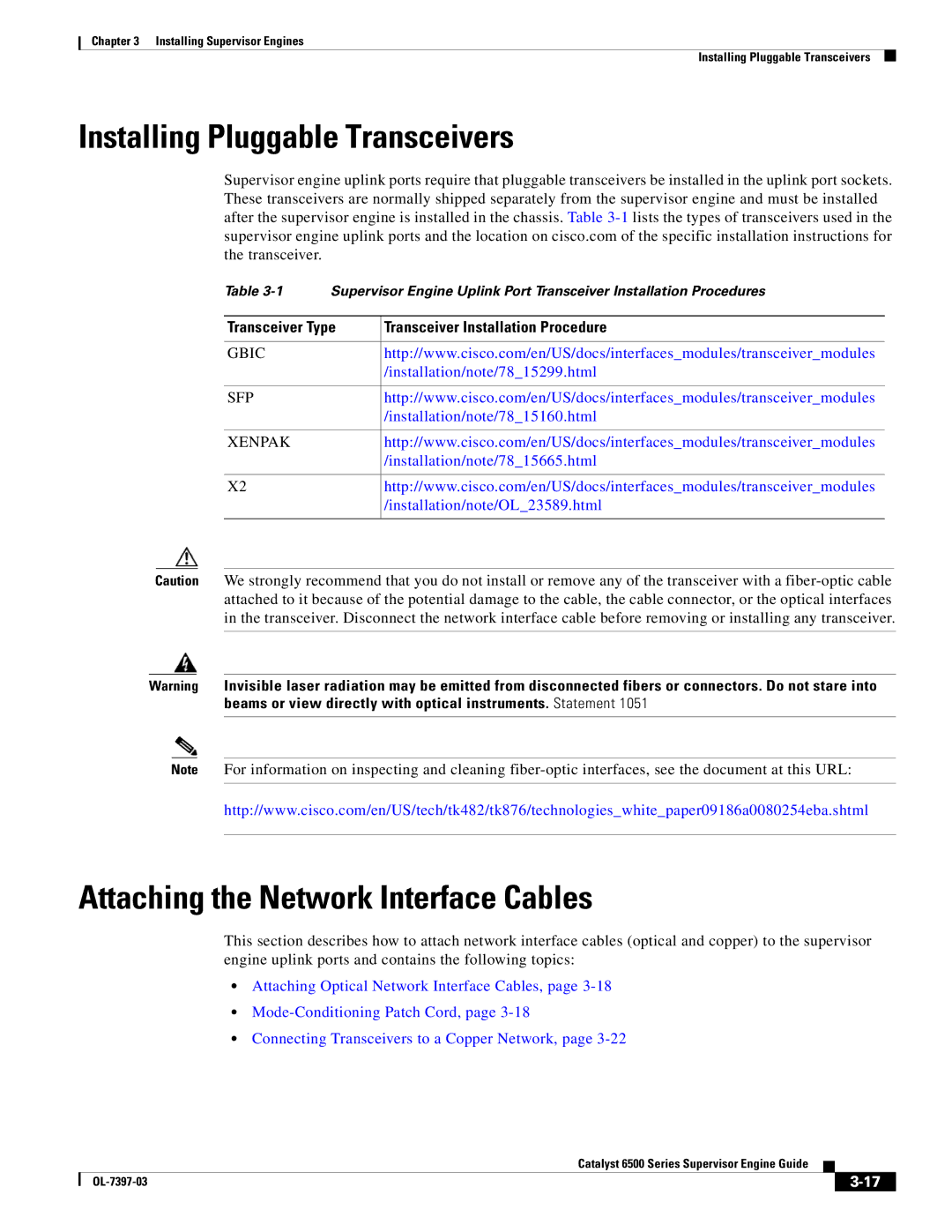 Cisco Systems DSN09EVS720ACK9 manual Installing Pluggable Transceivers, Attaching the Network Interface Cables 