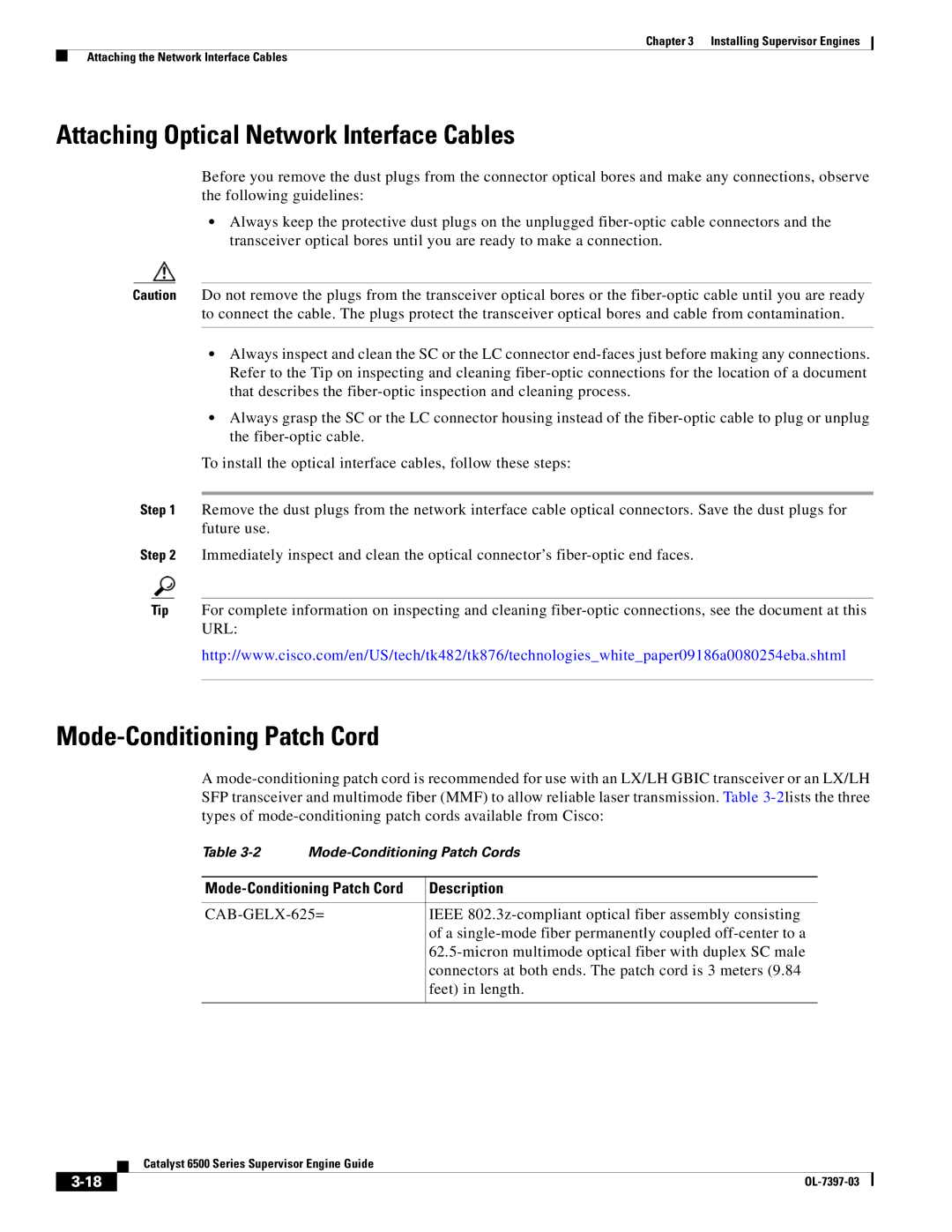 Cisco Systems DSN09EVS720ACK9 manual Attaching Optical Network Interface Cables, Mode-Conditioning Patch Cord 