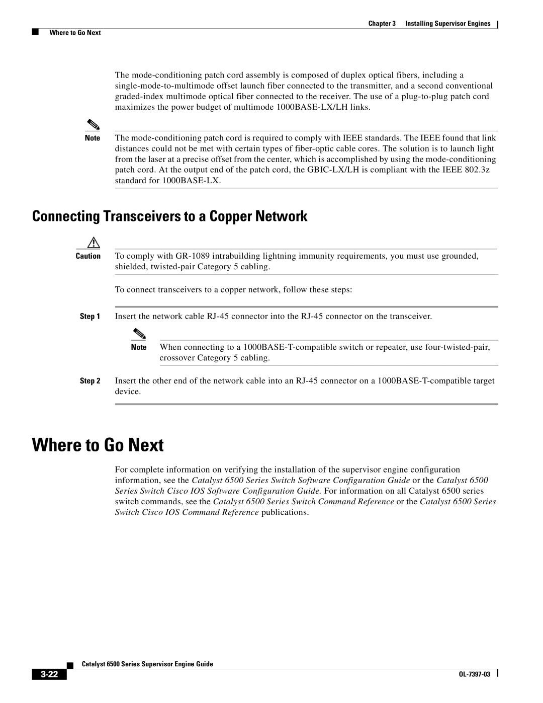 Cisco Systems DSN09EVS720ACK9 manual Where to Go Next, Connecting Transceivers to a Copper Network 