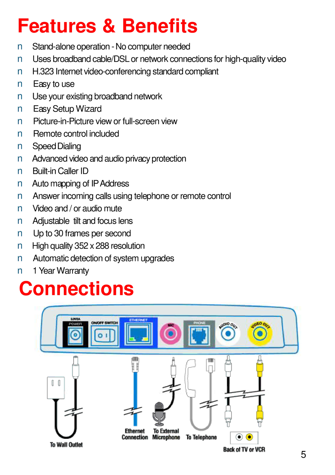 Cisco Systems DVC-1000 manual Features & Benefits, Connections 