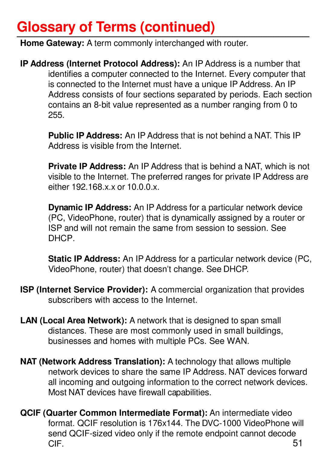 Cisco Systems DVC-1000 manual Glossary of Terms 