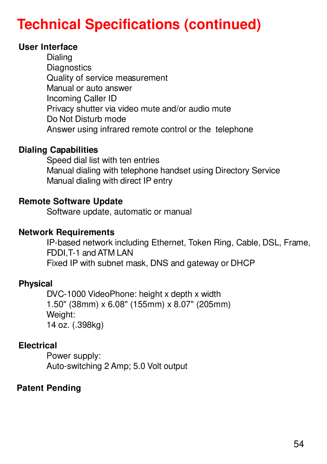 Cisco Systems DVC-1000 manual Technical Specifications 