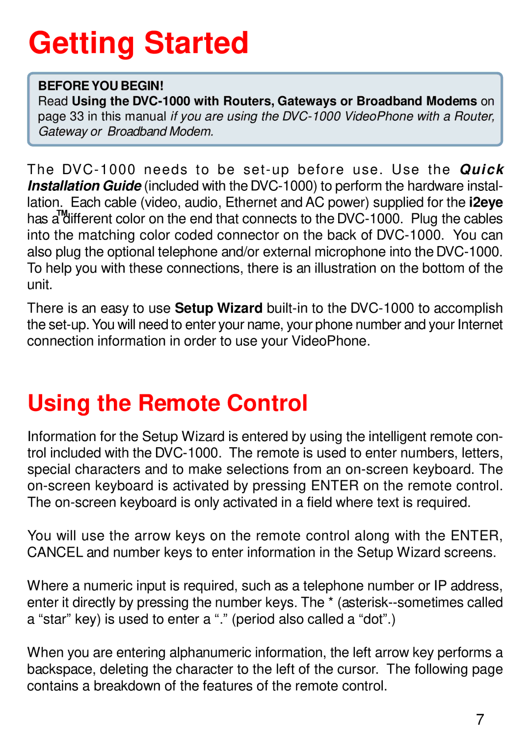 Cisco Systems DVC-1000 manual Getting Started, Using the Remote Control 