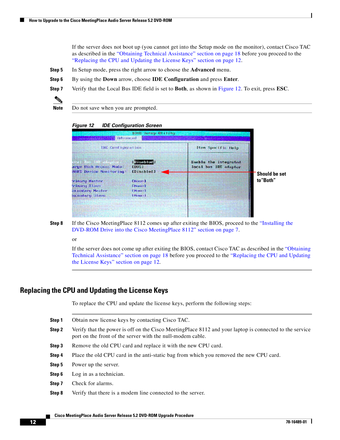 Cisco Systems DVD-ROM manual Replacing the CPU and Updating the License Keys 