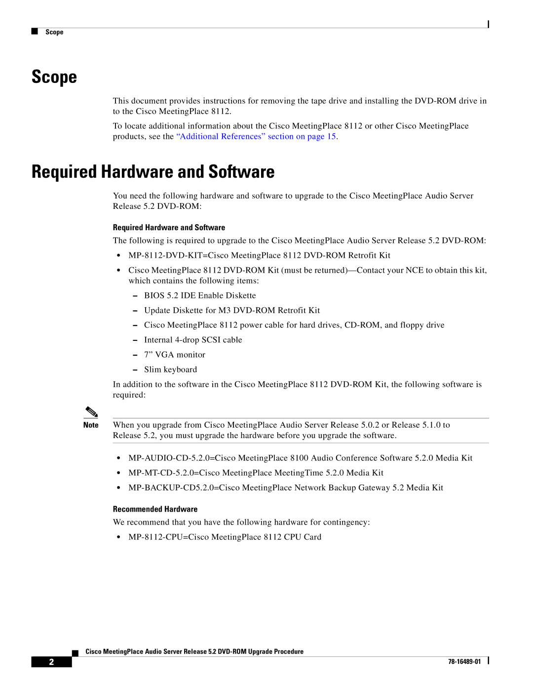 Cisco Systems DVD-ROM manual Scope, Required Hardware and Software, Recommended Hardware 