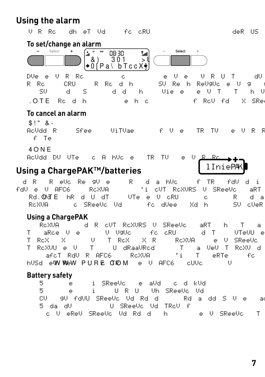 Cisco Systems DX40 owner manual Using the alarm, Using a ChargePAKTM/batteries, To set/change an alarm, To cancel an alarm 