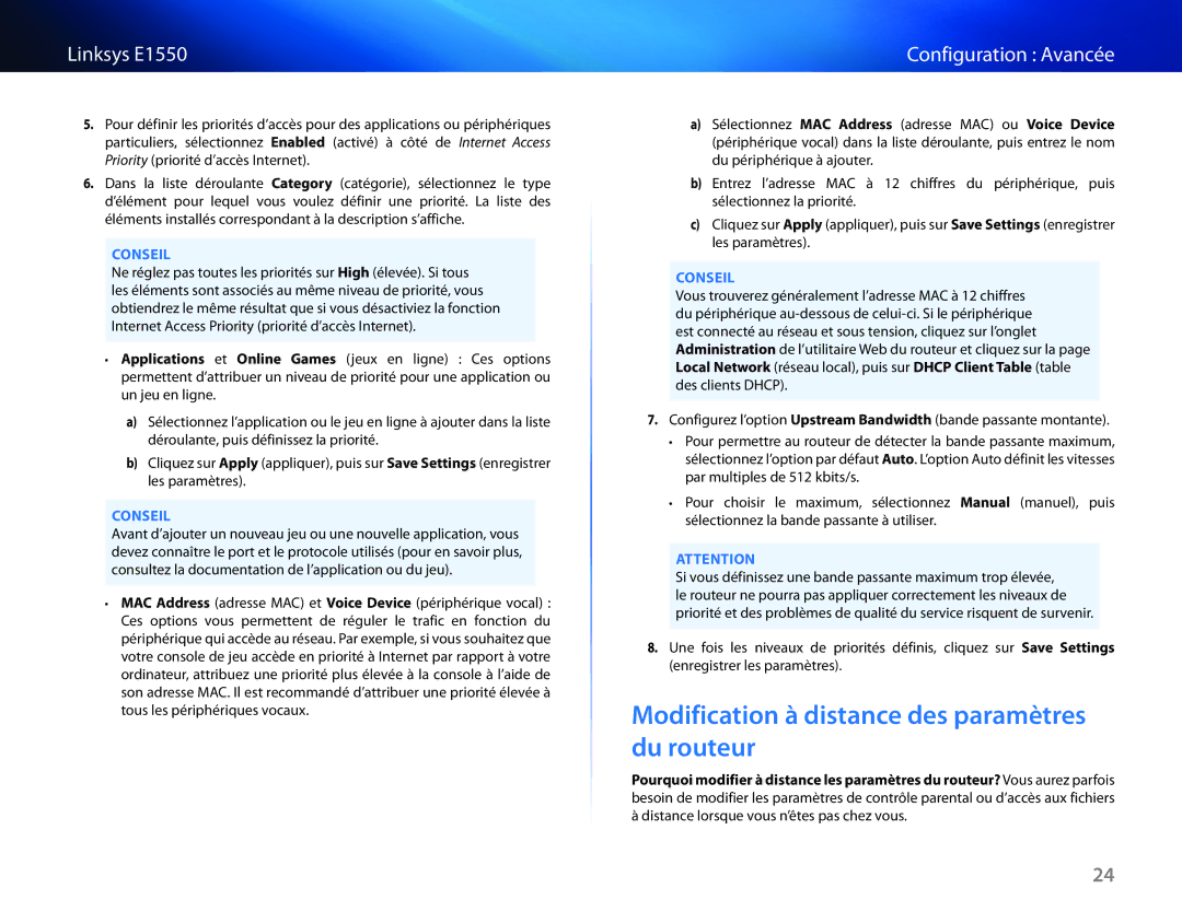 Cisco Systems E1550 manual Modification à distance des paramètres du routeur 