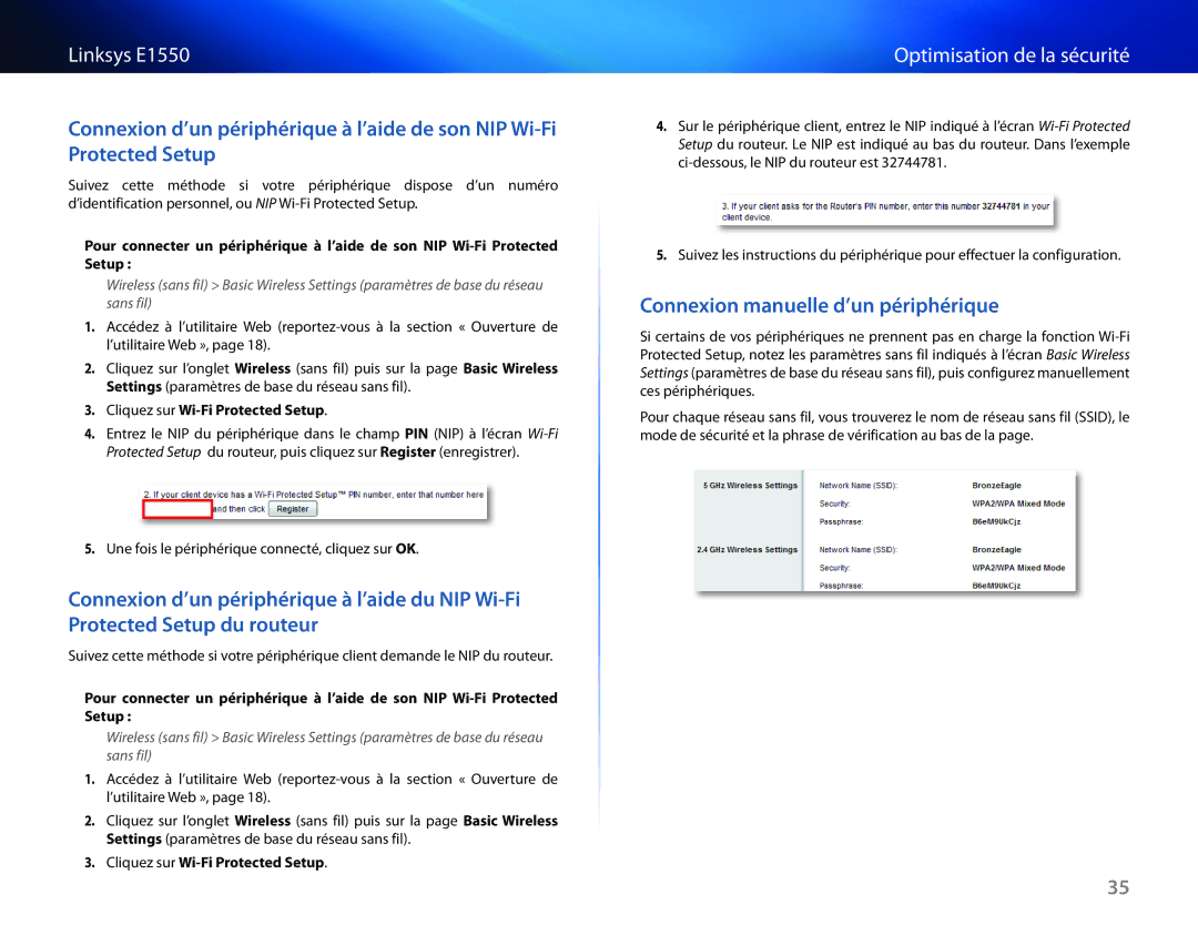 Cisco Systems E1550 manual Connexion manuelle d’un périphérique 