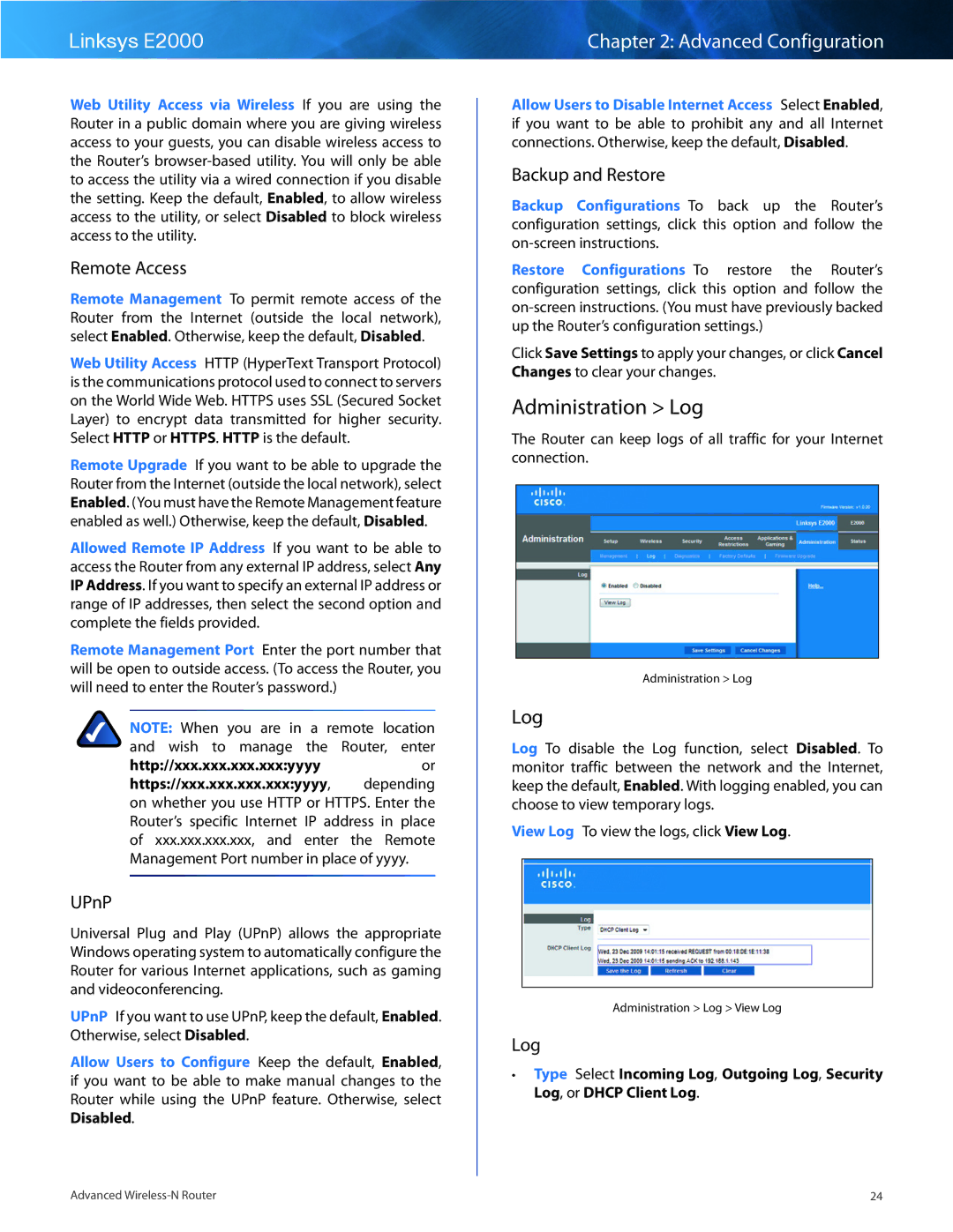 Cisco Systems E2000 manual Administration Log 