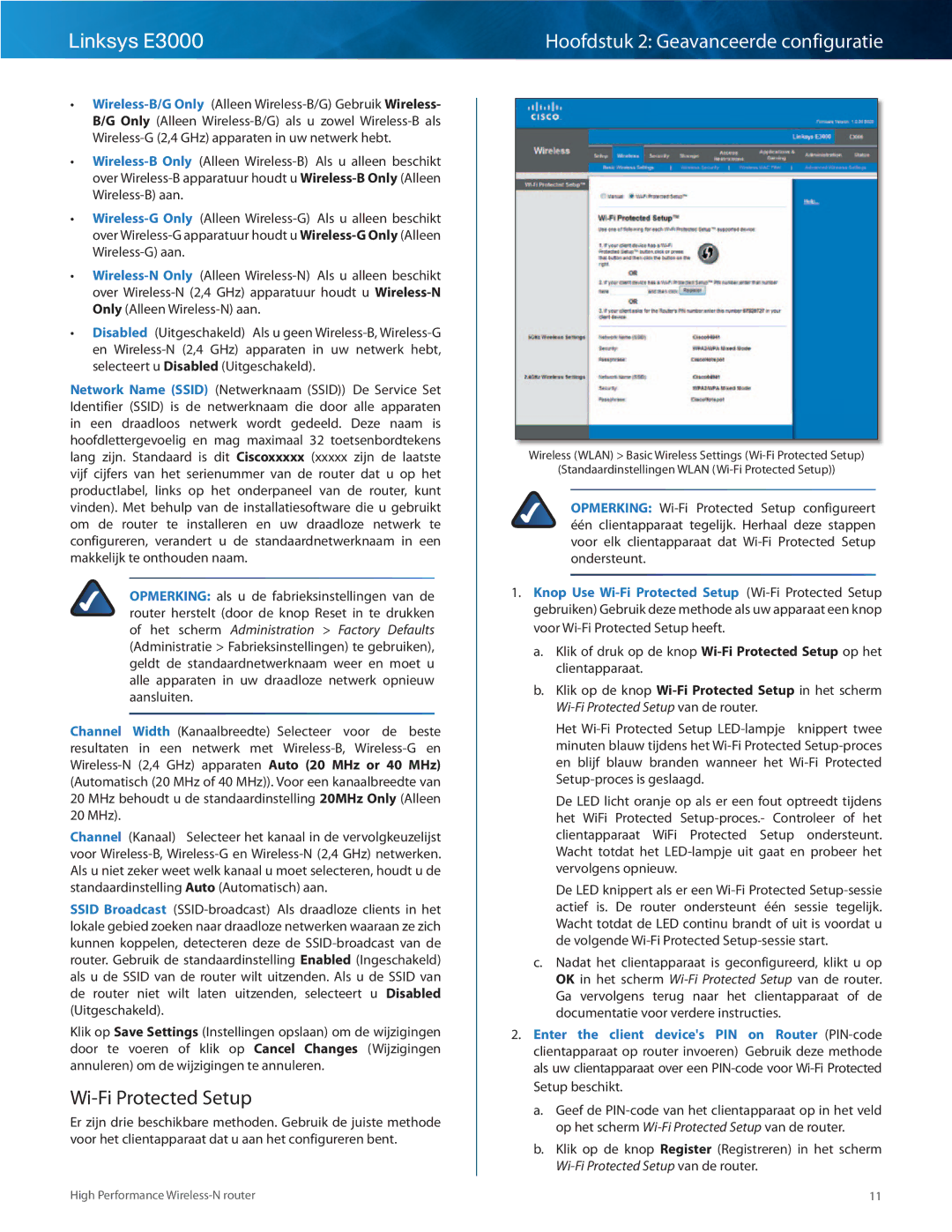 Cisco Systems E3000 manual Wi-Fi Protected Setup 