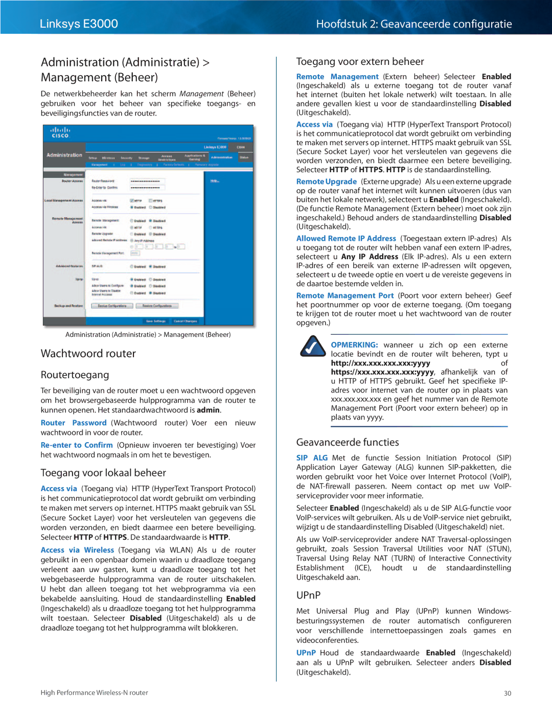 Cisco Systems E3000 manual Administration Administratie Management Beheer, Wachtwoord router 