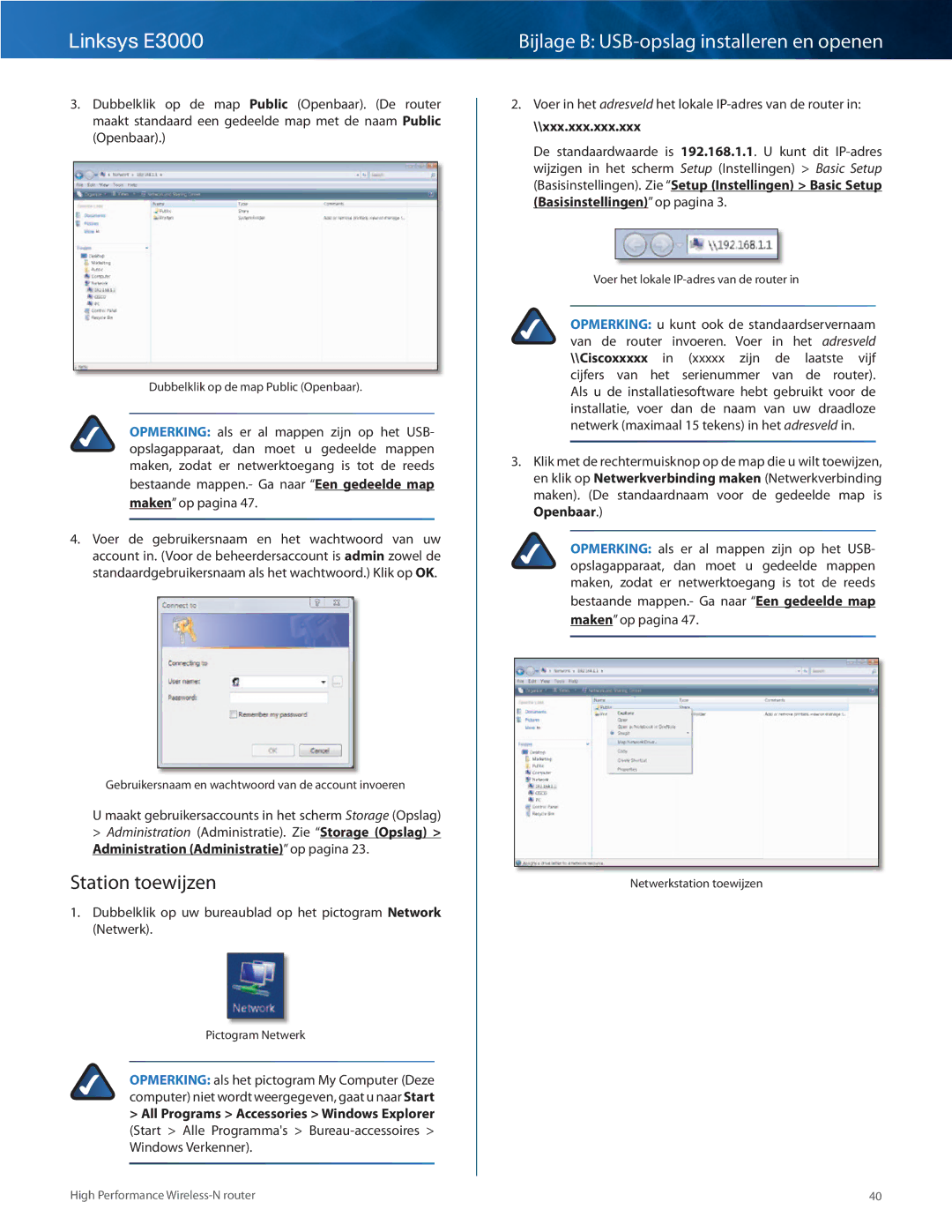 Cisco Systems E3000 manual Dubbelklik op uw bureaublad op het pictogram Network Netwerk 