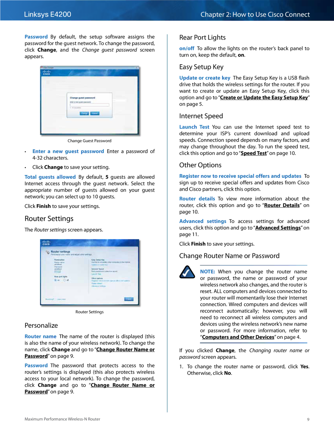 Cisco Systems E4200 manual Router Settings 